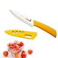 5" Yellow Handle Sharp Ceramic Chef's Kitchen Knife w/ White Blade (Laser Engraved)